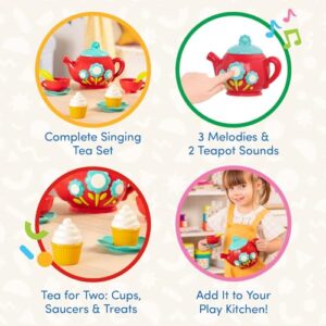 Battat – Pretend Play Tea Set – Singing Teapot – Musical Toddler Toys – Toy Tea Cups & Saucers – 3 Years + – Musical Tea Set