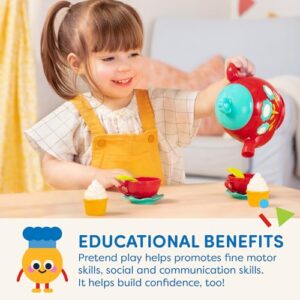 Battat – Pretend Play Tea Set – Singing Teapot – Musical Toddler Toys – Toy Tea Cups & Saucers – 3 Years + – Musical Tea Set