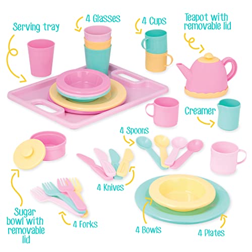 Battat- Play Circle- Dish Set – Plates, Cups, And Tea Party Toys – Play Kitchen For Toddlers- Pretend Play – 3 years + (34 Pcs)