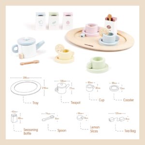 nunukids wooden tea set for little girls tea party set for toddlers 20pcs Playset Pretend Play tea set toy