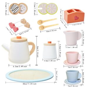 AOKAOK Wooden Tea Set for Little Girls - Play Kitchen Accessories, Kids Tea Party Set with Play Food - Perfect for Imaginative Play and Tea Party Fun!