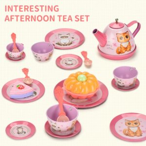 Flormoon Little Girl Tea Set, 50PCS Princess Play Tea Set, Pretend Kitchen Toy, Learning Shapes & Colors Toy for Kids Children Tea Party and Fun