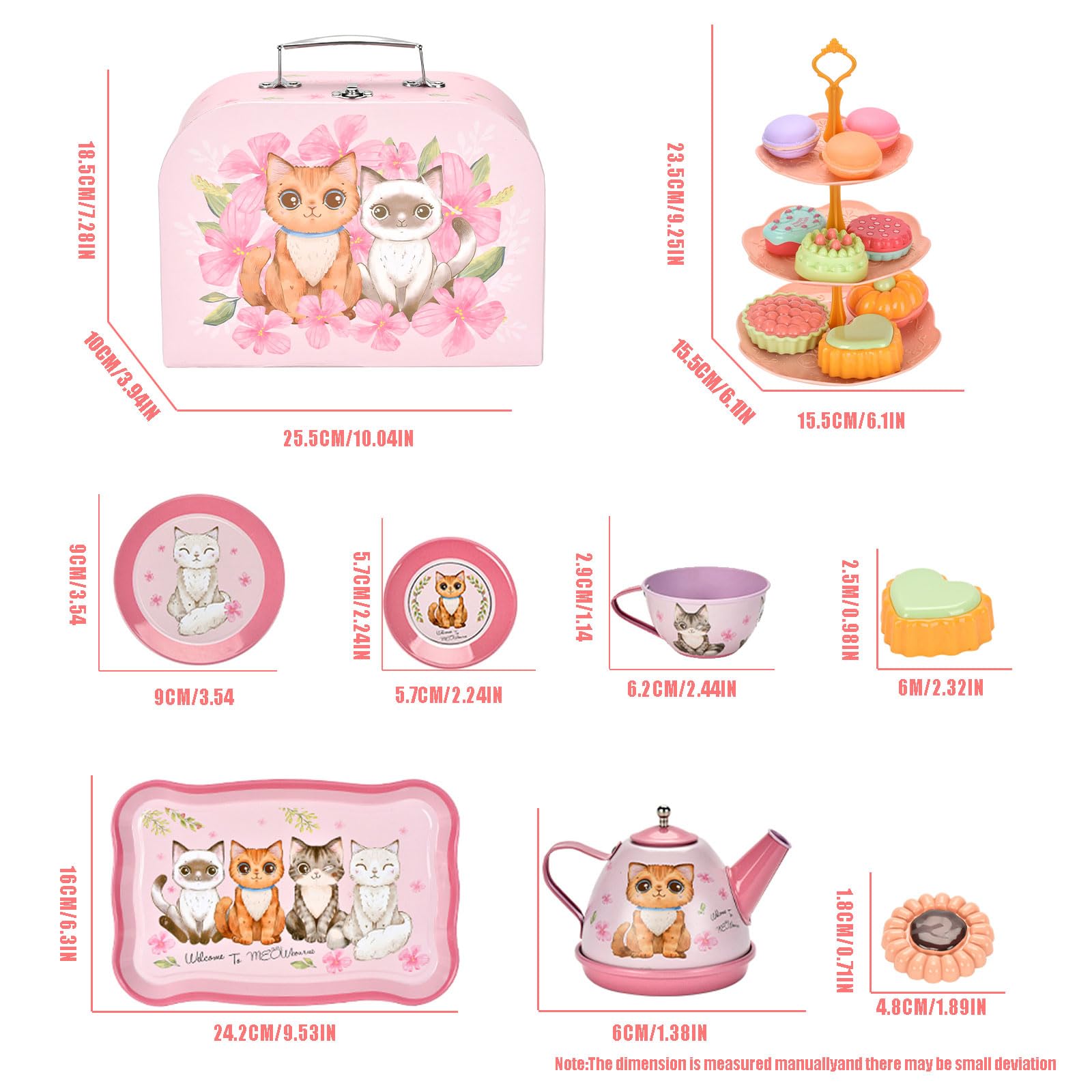 Flormoon Little Girl Tea Set, 50PCS Princess Play Tea Set, Pretend Kitchen Toy, Learning Shapes & Colors Toy for Kids Children Tea Party and Fun