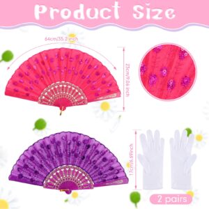 Girls Tea Party Set Includes 10 Pcs Hats Fan Tea Party Gloves Small Pink Purse Feather Boas Toy Tea Sets for Little Girls Kids Children Birthdays Easter Party Supplies Accessories