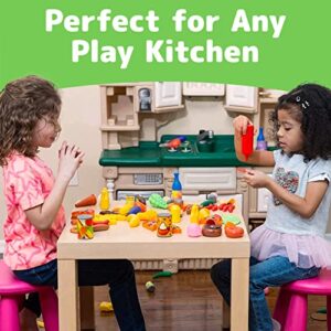 Jaxojoy 122 Piece Pretend Play Food Set for Kids - Toy Food for Kids Kitchen Set, Pretend Play Kitchen Food, Kids Kitchen Accessories Set