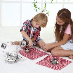 Timy Kids Tea Party Set 14pcs for Girls, BPA Free Stainless Steel Tea Set Pretend Kitchen Toys
