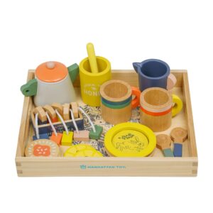 manhattan toy flora & fauna toddler & kids pretend play 23-piece wooden tea set