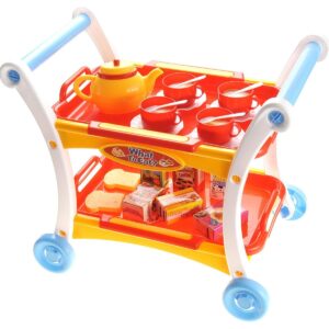 PowerTRC Afternoon Tea Time Trolley Cart Pretend Play Set for Tea Party