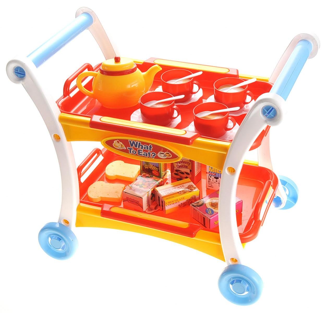 PowerTRC Afternoon Tea Time Trolley Cart Pretend Play Set for Tea Party