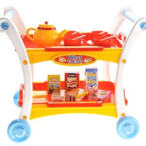 PowerTRC Afternoon Tea Time Trolley Cart Pretend Play Set for Tea Party