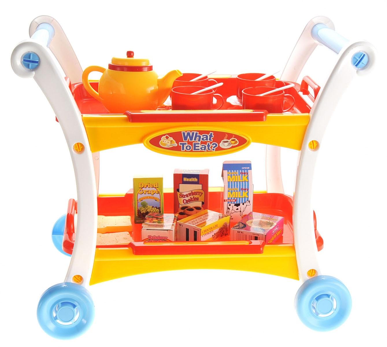 PowerTRC Afternoon Tea Time Trolley Cart Pretend Play Set for Tea Party