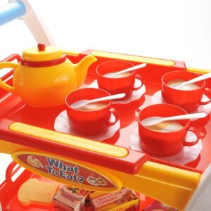 PowerTRC Afternoon Tea Time Trolley Cart Pretend Play Set for Tea Party