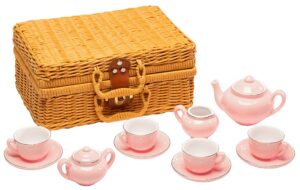 children's porcelain play tea set - 13pcs, light pink