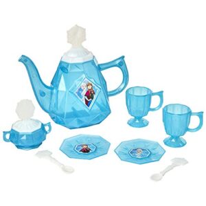 disney frozen tea set for girls - 10 piece tea party set - pretend tea time play kitchen toy, blue