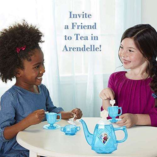 Disney Frozen Tea Set for Girls - 10 Piece Tea Party Set - Pretend Tea Time Play Kitchen Toy, Blue