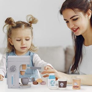 Frogprin Kids Coffee Maker Playset-Wooden Kitchen Toys, Toddler Play Kitchen Accessories, Pretend Play Food Sets for Kids Kitchen, Encourages Imaginative Play for Girls and Boys