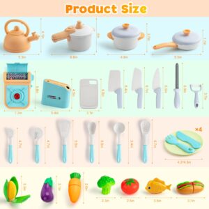 EFOSHM Pretend Play Kitchen Accessories Set, 44PCS Kids Kitchen Playset Cookware Toys with Play Pots and Pans, Gas Stove with Sound & Light,Cooking Utensils Play Food Kitchen Toys Gift for Girls Boys