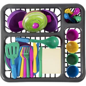 play kitchen pots and pans for kids kitchen playset - 27pcs toy plates and dishes for kitchen set plastic dishes and utensil sets for play kitchens - kids playset play dishes for kids kitchen toys