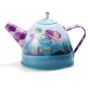 JOYIN Tea Party Set for Little Girls, Pretend Tin Teapot Set, Princess Tea Time Play Kitchen Toy with Cups, Plates and Carrying Case for Birthday Easter Gifts Kids Toddlers Age 3 4 5 6