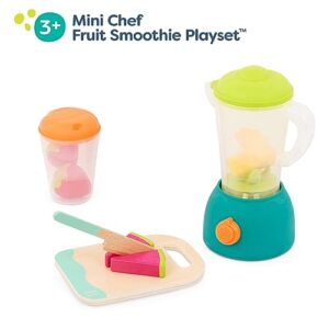 B. toys-Mini Chef - Fruity Smoothie Playset- Pretend Play Smoothie Play Set – Toy Blender & Play Kitchen Accessories – Play Food, Cup, Cutting Board, Knife – Role-Play Toys for Kids – 3 Years +