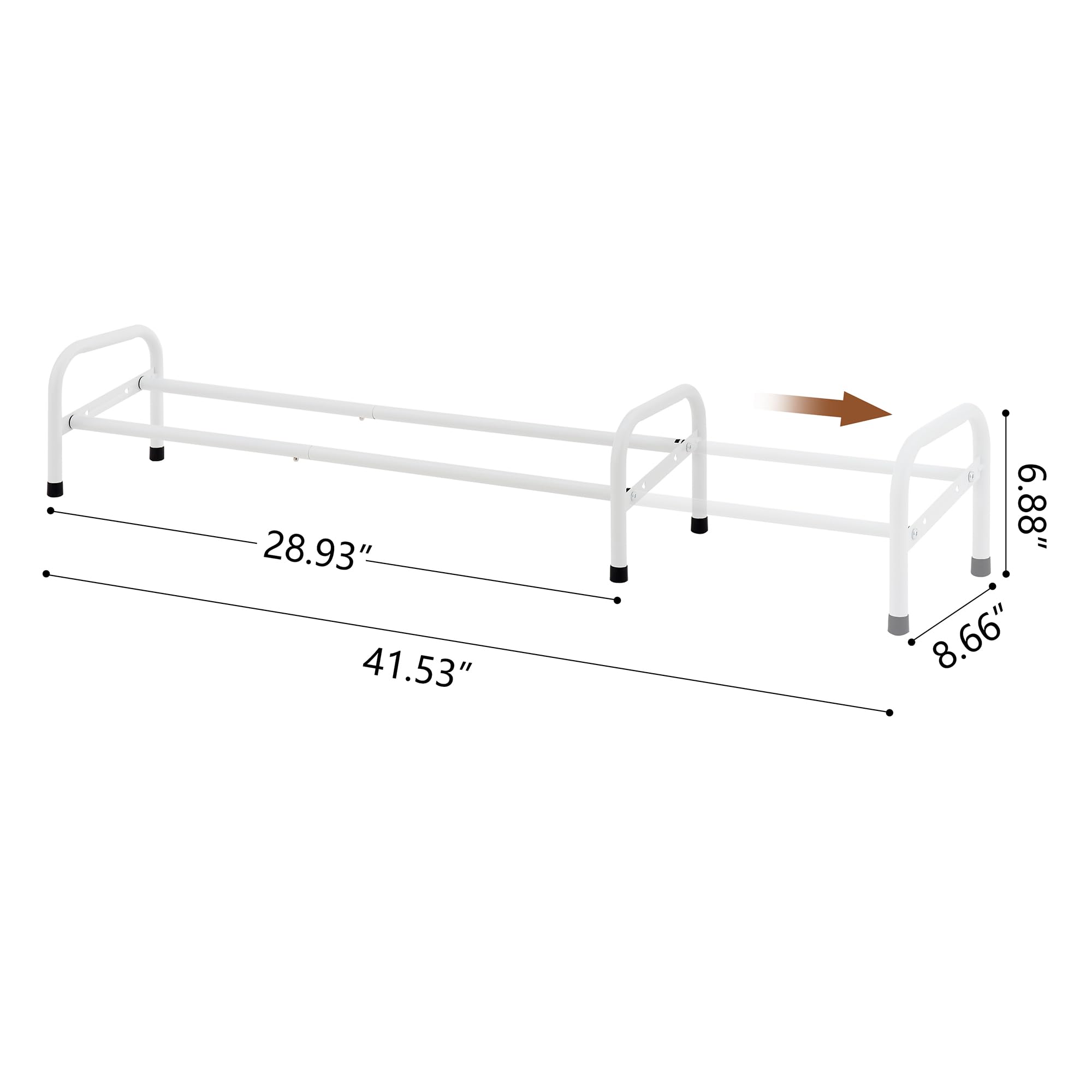 Gewudraw 1-Tier Shoe Rack Expandable, Width Adjustable Shoe Shelf Storage Organizer, 41.53'' Metal Standing Shoe Rack for Bedroom Entryway Closet, Holds up to 6 Pairs Shoes, White