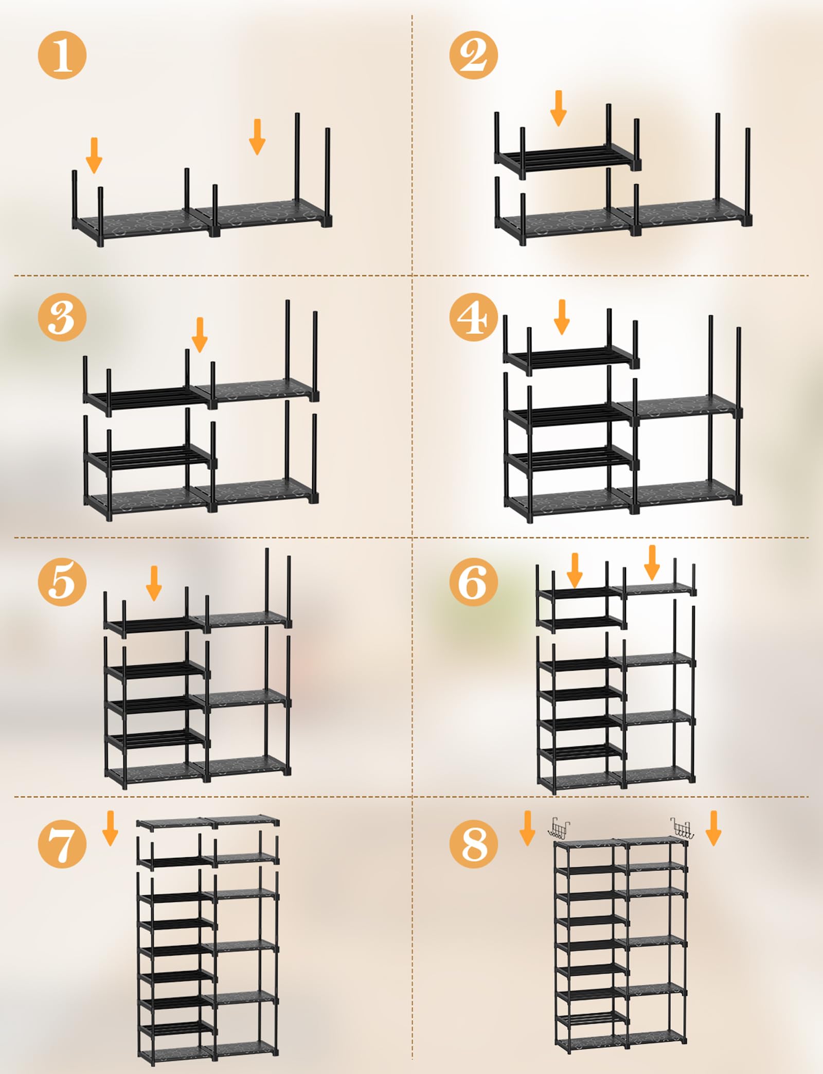 TIMEBAL 9 Tier Shoe Rack Storage Organizer for Entryway and Closet, 32-40 Pairs Shoes Shelf Organizer, Large Shoe Shelf for Boot & Shoe Storage, Stackable Shoe Rack for Garage (9 Tiers 2 Rows, Black)