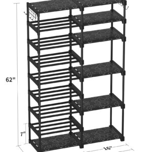 TIMEBAL 9 Tier Shoe Rack Storage Organizer for Entryway and Closet, 32-40 Pairs Shoes Shelf Organizer, Large Shoe Shelf for Boot & Shoe Storage, Stackable Shoe Rack for Garage (9 Tiers 2 Rows, Black)