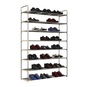 Shoe Rack - 8-Tier Shoe Organizer for Closet, Bathroom, Entryway - Shelf Holds 40 Pairs Sneakers, Heels, Boots by Home-Complete (Gray)