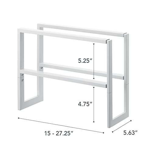 Yamazaki Home Expanding Shoe Rack, Metal, Adjustable Steel One Size White