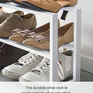 Yamazaki Home Expanding Shoe Rack, Metal, Adjustable Steel One Size White