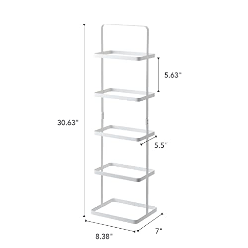 Yamazaki Home Compact Modern Metal Shoe Rack Stee Tall White