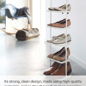 Yamazaki Home Compact Modern Metal Shoe Rack Stee Tall White