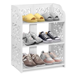 Shoe Cabinet Rack,Small Bookcase Space Saving Shoe Rack,Small Bookcase With White Chic Hollow Shoe Closet Wood Plastic Plate Baroque Storage Organizer Stand Shelf Holder