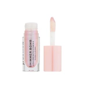 Revolution Shimmer Bomb Lip Gloss, Lip Tint Infused With Vitamin E, Shimmery Finish, Comes In 6 Colors, Sparkle