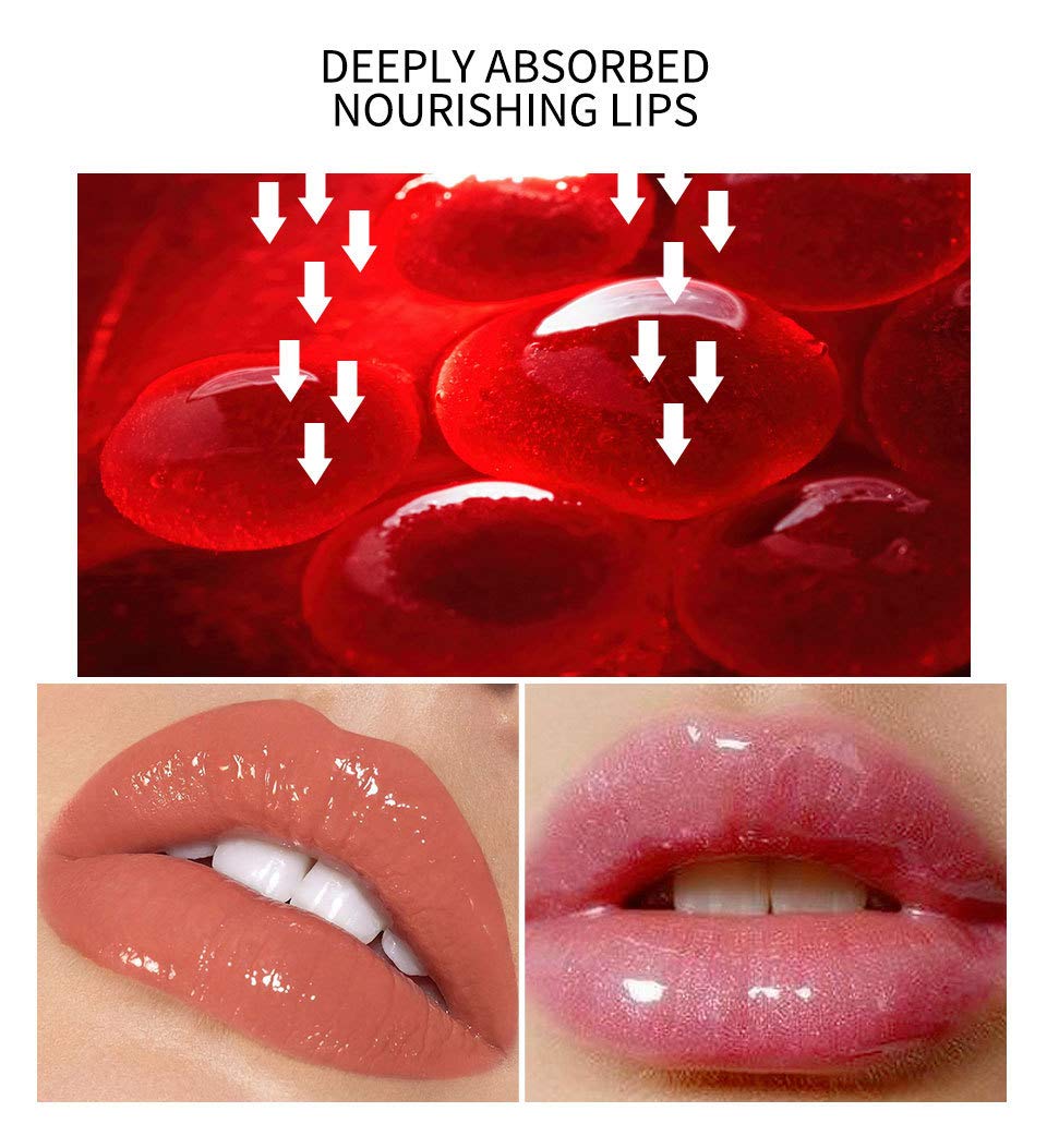 MAEPEOR Glitter Glossy Plumping Lipgloss 9 Colors Moisturizing Lip Plumper Shiny Jelly Lip Gloss Natural Liquid Lipstick for Women and Girls (Glitter Glossy, 02#Peachy Pink)