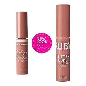 Ruby Kisses Lip Gloss Butter Bomb Gloss Non-Sticky Lip Gloss Vitamin E Natural Nude Lip Makeup -7.8mL (0.26 US fl.oz) (Nude)