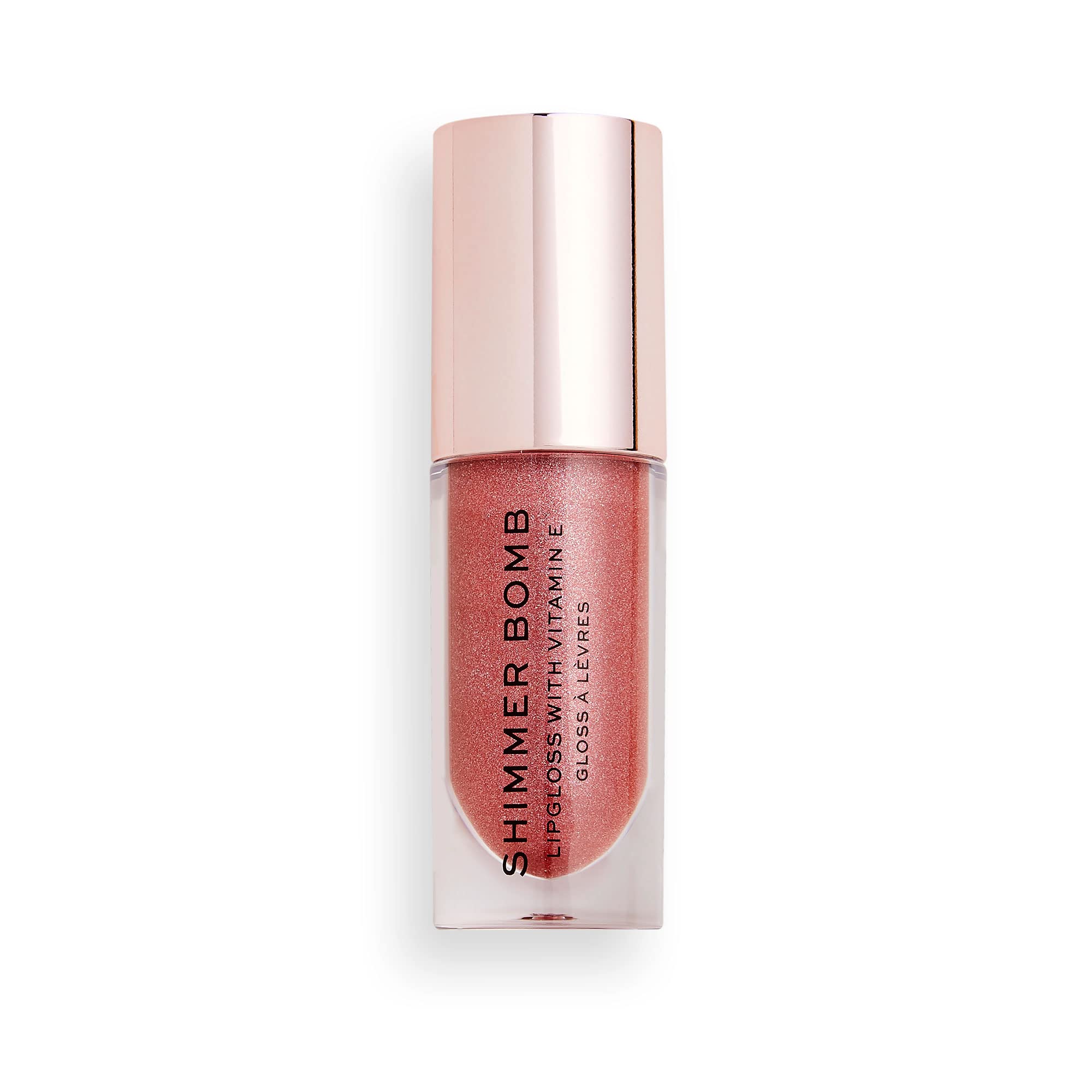 Revolution Shimmer Bomb Lip Gloss, Lip Tint Infused With Vitamin E, Shimmery Finish, Comes In 6 Colors, Distortion