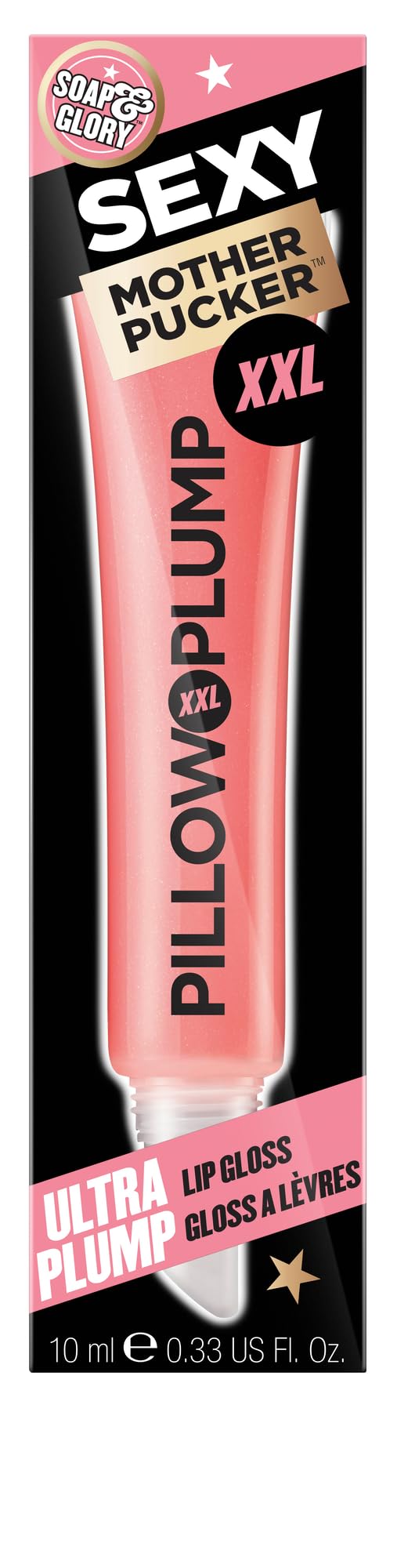 Soap & Glory Sexy Mother Pucker XXL Pillow Plump Lip Gloss - Hydrating, Plumping Lip Gloss for Full, Volumized Lips - Lip Plumper Gloss + Chocolate Orange Scent with Vegan Formula in Pinkwell (10ml)