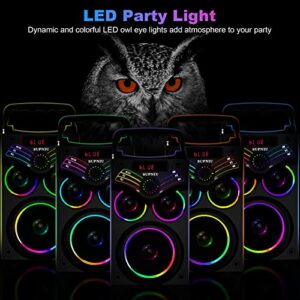 Bluetooth Speakers, Portable Wireless Speakers with Subwoofer, Bluetooth 5.0, LED Colorful Lights, FM Radio, Remote, EQ, Loud Stereo Sound Deep Bass Sound Boombox System for Outdoor Home Party Camping