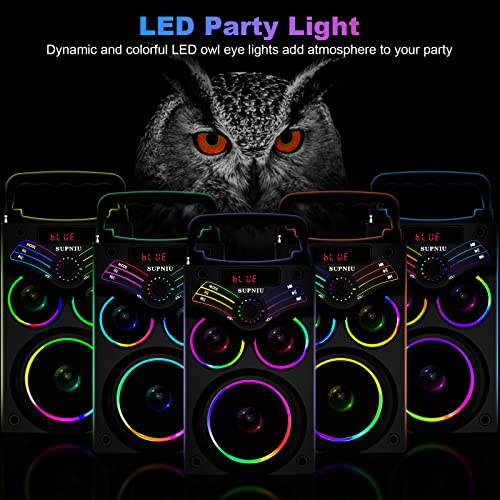 Bluetooth Speakers, Portable Wireless Speakers with Subwoofer, Bluetooth 5.0, LED Colorful Lights, FM Radio, Remote, EQ, Loud Stereo Sound Deep Bass Sound Boombox System for Outdoor Home Party Camping