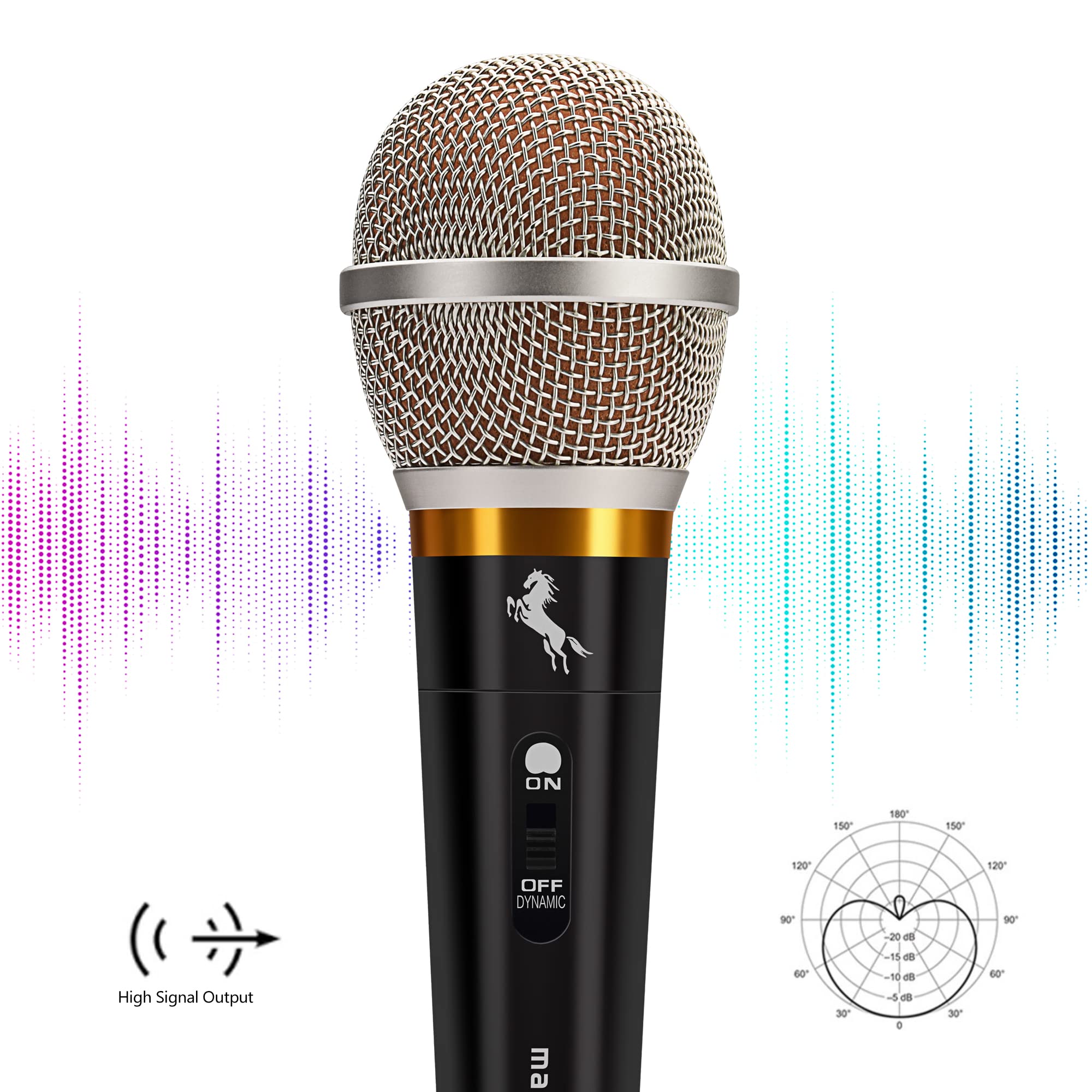 Marengo Handheld Dynamic Microphone for Karaoke Singing, Wired XLR Microphone with On and Off Switch and 13ft Detachable XLR Cable