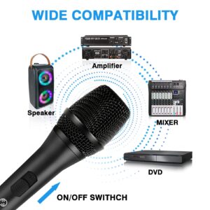 FDUCE Dynamic Wired Microphone 8.0s, Vocal Karaoke Mic with 16.4ft XLR Cable, Metal Handheld Corded Microphone for Singing, Speech, Wedding, Class use (Gray)