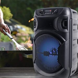 Technical Pro 8 Inch Portable 500 Watts Bluetooth Speaker w/Woofer & Tweeter w/Digital Processing, XLR to 1/4" for Karaoke (Black, Speaker)