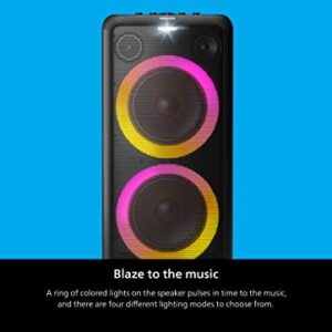 Philips X5206 Bluetooth Party Speaker with Extra bass, Up to 14 Hours Battery, Party Lights and Karaoke Effects, Microphone and Guitar Input, Audio-in, USB Charging, Built-in Trolley, TAX5206