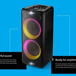 Philips X5206 Bluetooth Party Speaker with Extra bass, Up to 14 Hours Battery, Party Lights and Karaoke Effects, Microphone and Guitar Input, Audio-in, USB Charging, Built-in Trolley, TAX5206