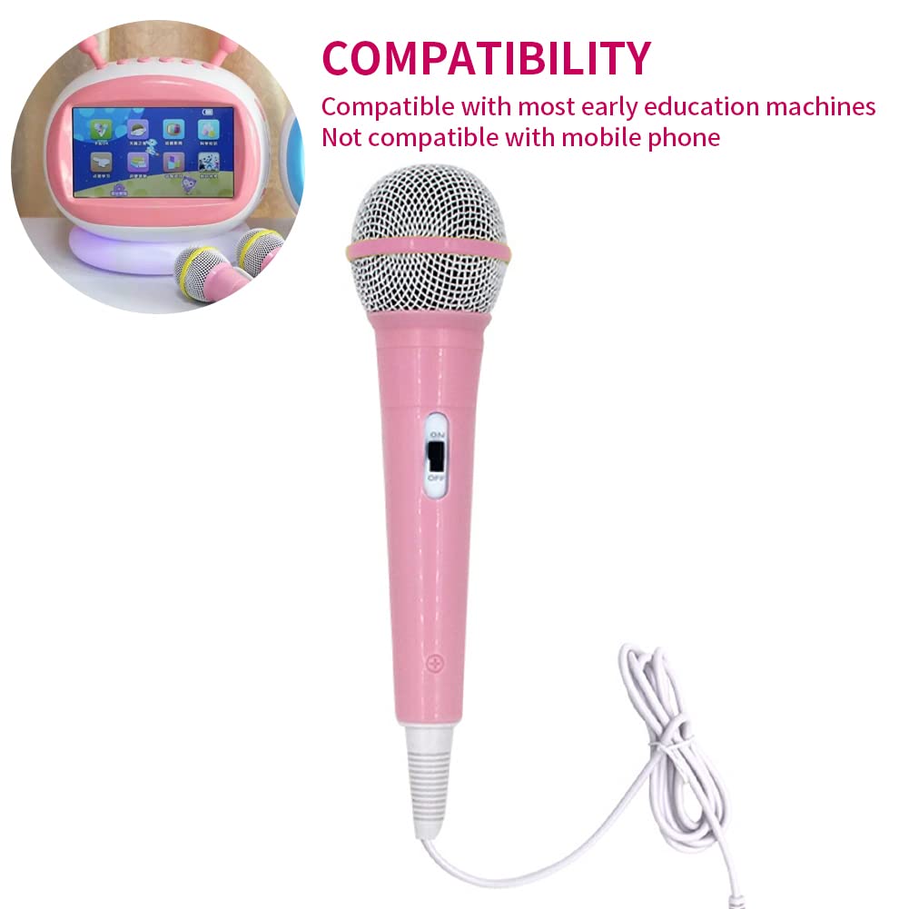 JIANWEI Wired Microphone for Kids, Kids Wired Dynamic Singing Mechine Lightweight 3.5mm Jack Handheld Dynamic Microphone for Kids Singing(Pink)