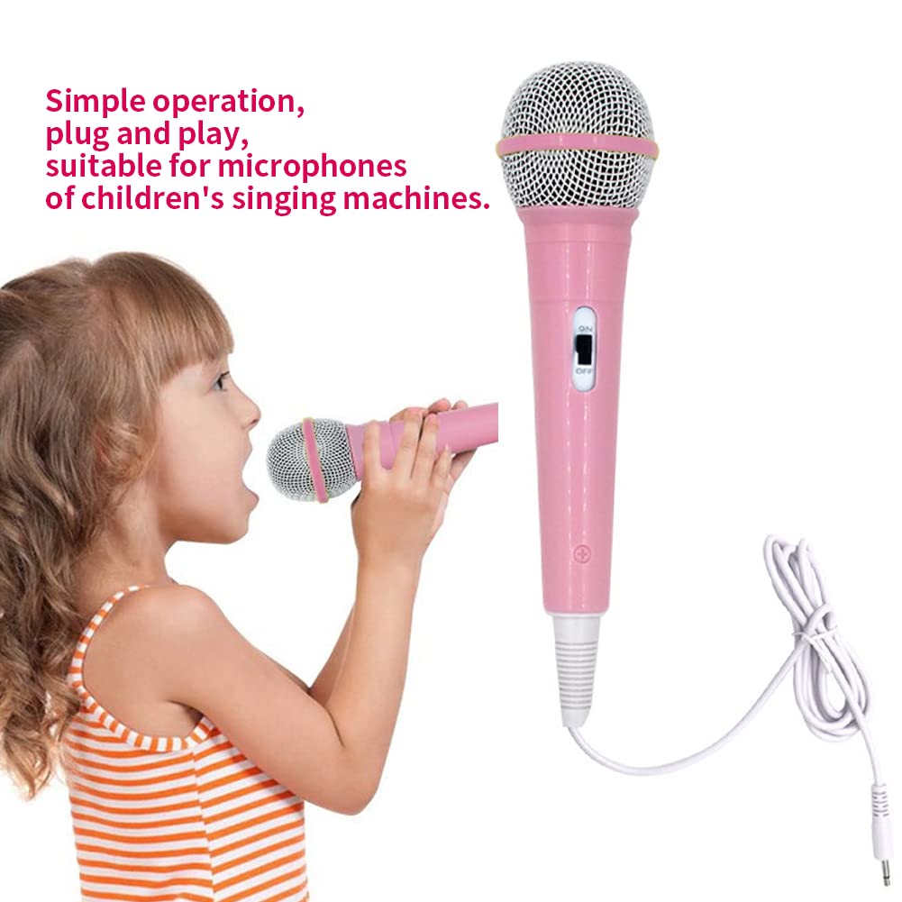 JIANWEI Wired Microphone for Kids, Kids Wired Dynamic Singing Mechine Lightweight 3.5mm Jack Handheld Dynamic Microphone for Kids Singing(Pink)