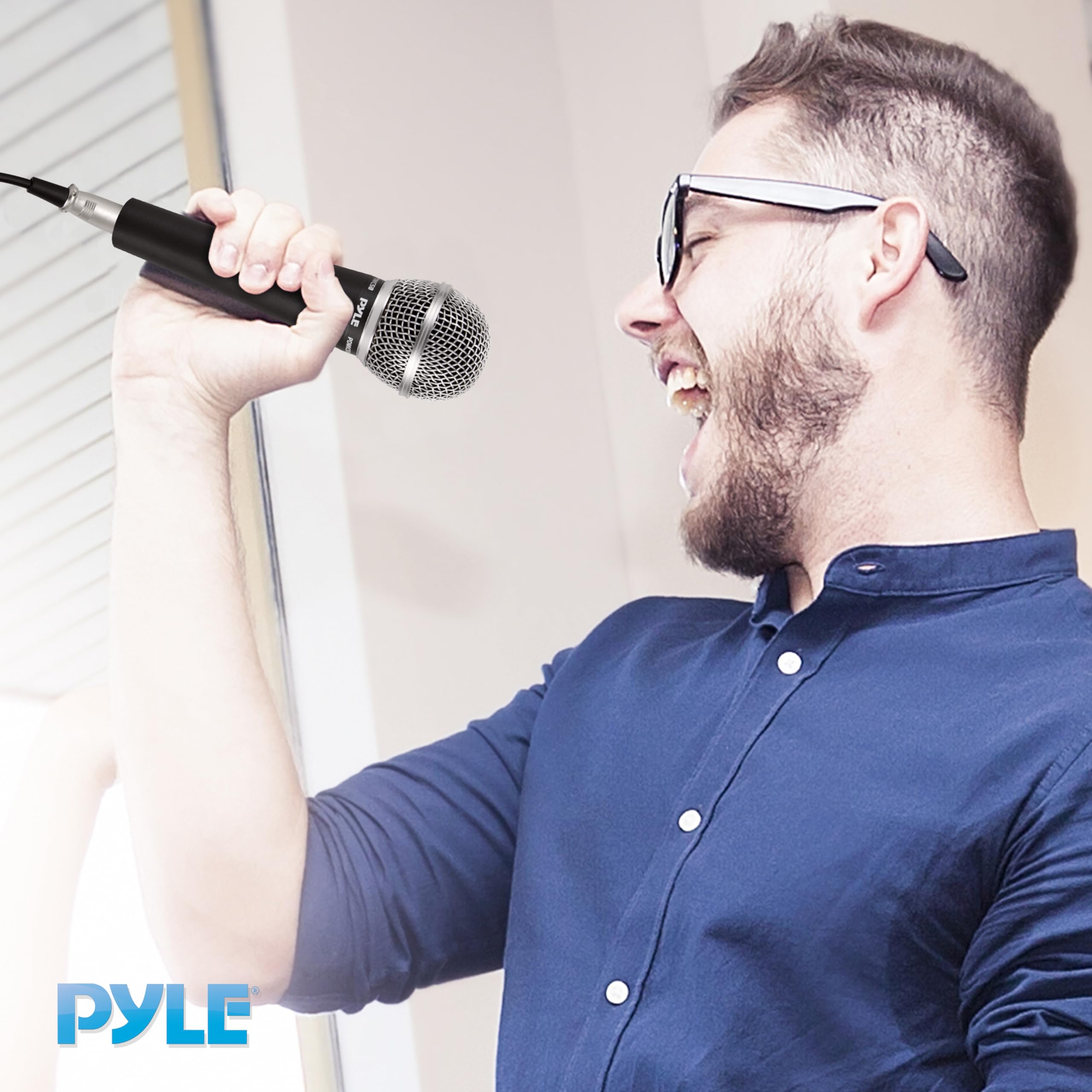 Pyle Handheld Microphone Dynamic Moving Coil Cardioid Unidirectional Includes 15ft XLR Audio Cable to 1/4'' Audio Connection (PDMIC58)