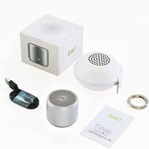 Travel Case Packed, Wireless Mini Bluetooth Speaker with Custom Bass Radiator. EWA A106, Small But Loud, The Next Generation of Portable Speakers for Home, Outdoors, Shower (Silver)1.89* 1.57 inches