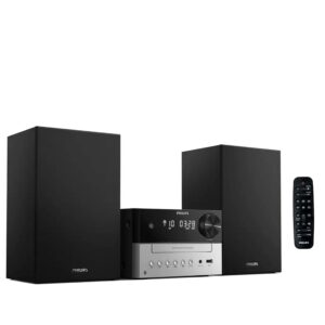 philips bluetooth stereo system for home with cd player, mp3, usb, audio in, fm radio, bass reflex speaker, 18w, remote control included